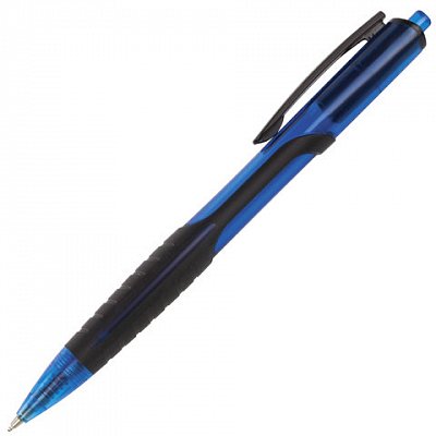 Ручка шариковая масляная автоматическая с грипом BRAUBERG «Phantom», СИНЯЯ, узел 0.7 мм, линия письма 0.35 мм