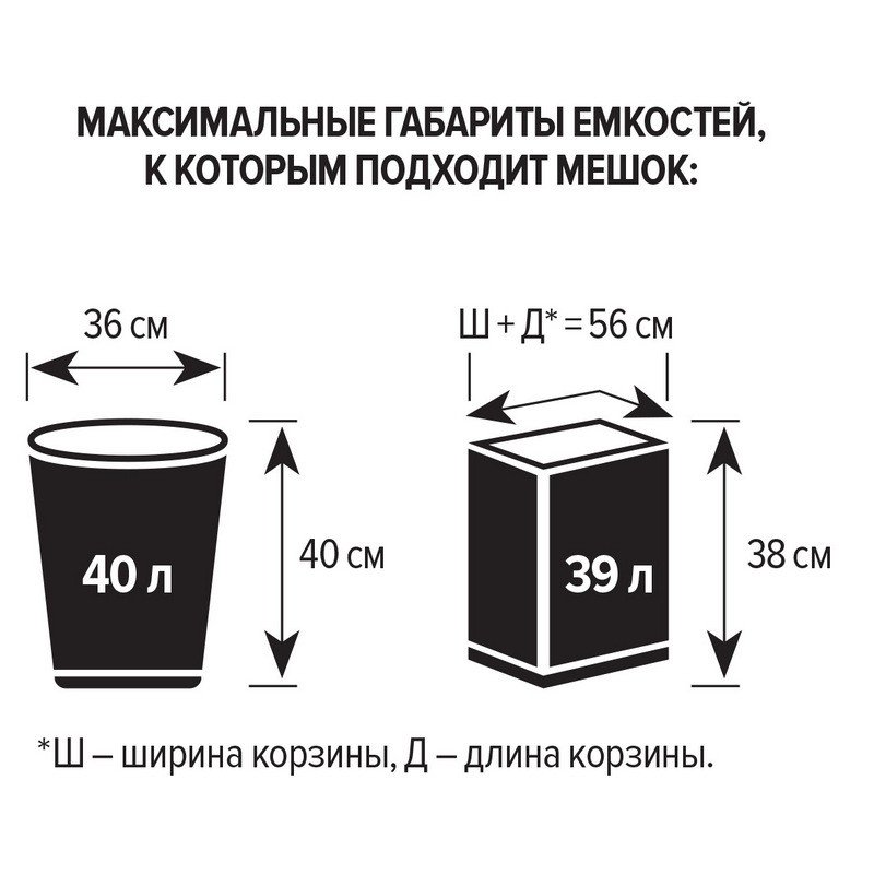 Мешки для мусора на 60 литров желтые (10 мкм, в рулоне 20 штук, 58×68 см)