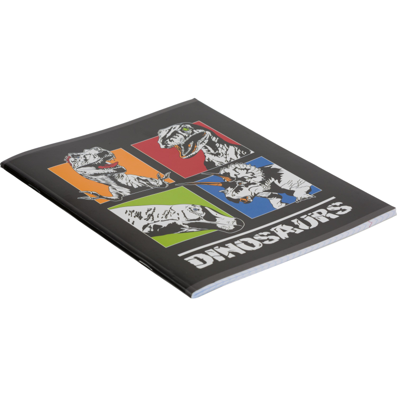 Тетрадь общая А5 48л №1School Dinosaurs, клет, скреп, ВД-лак