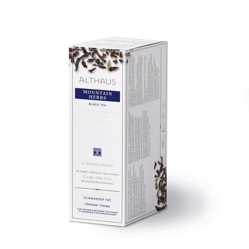 превью Чай Althaus Mountain Herbs Grand Pack черный с чабрецом 15 пакетиков