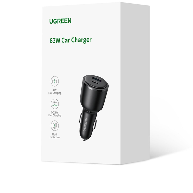 Зарядное устройство Ugreen CD239 USB-C PD+USB-A 63Вт (90645)
