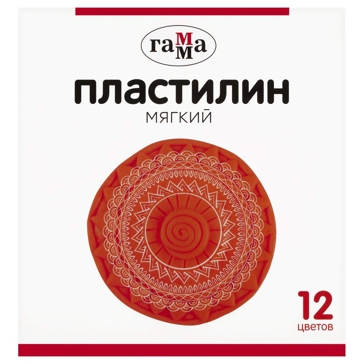 Пластилин Гамма, 12 цветов, 240г, со стеком, картон. упаковка