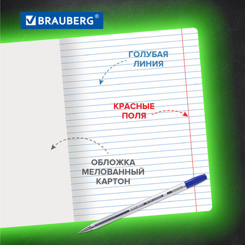 Тетради ДЭК 18 л., КОМПЛЕКТ 20 шт., BRAUBERG КЛАССИКА, линия, обложка картон, СИНЯЯ