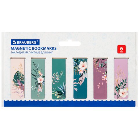 Закладки для книг МАГНИТНЫЕ, «TROPICS», набор 12 шт., 60×20 мм, BRAUBERG