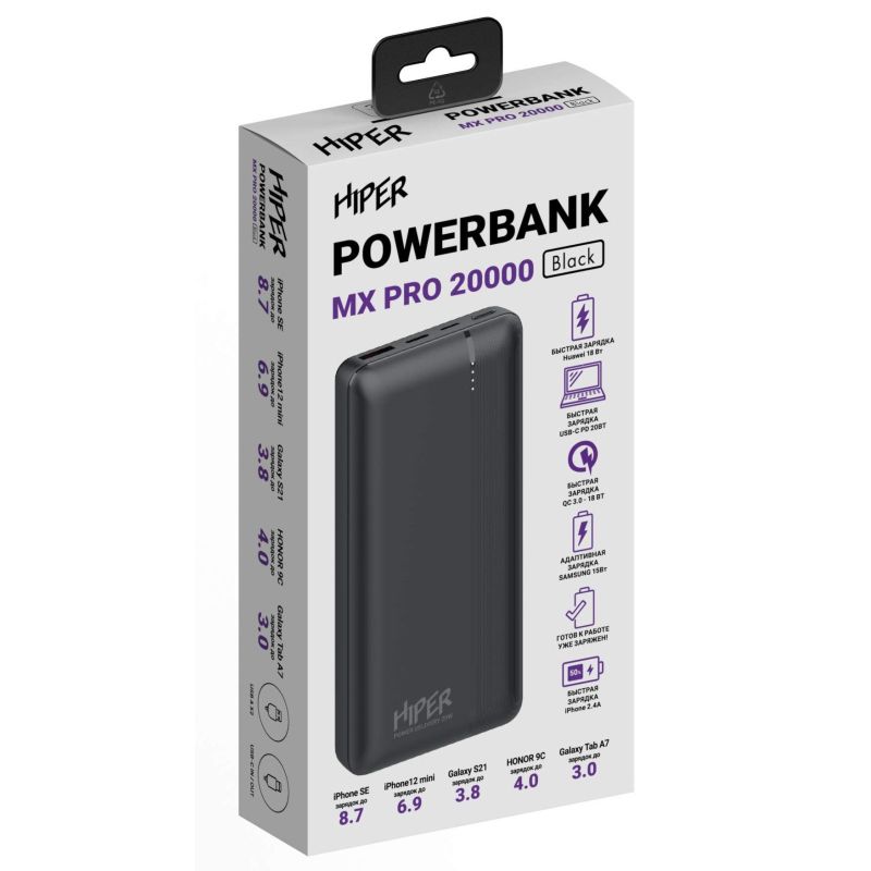 Внешний аккумулятор HIPER MX PRO 20000 BLACK 20000 мА-ч
