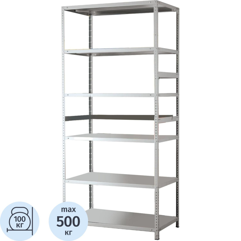 Стеллаж (141741) металлический MS Standart 200/100×40/6 полок без сборки