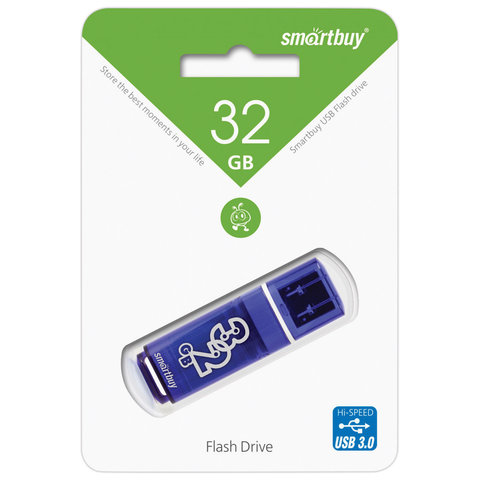 Флэш-диск 32 GB SMARTBUY Glossy USB 3.0, тёмно-синий