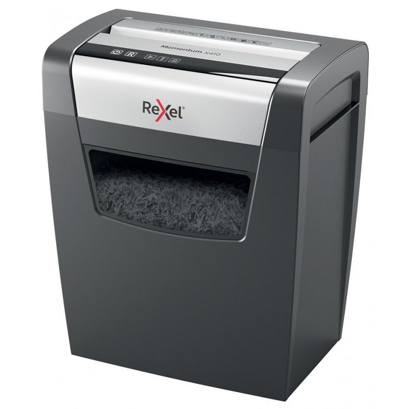 Уничтожитель (шредер) Rexel Momentum X410, 1-3 человека, 4 уровень секретности, фрагменты 4×28 мм, 10 листов, 23 л