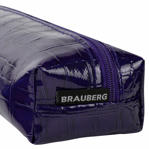 Пенал-косметичка BRAUBERG, «крокодиловая кожа», 20×6х4 см, «Ultra purple»