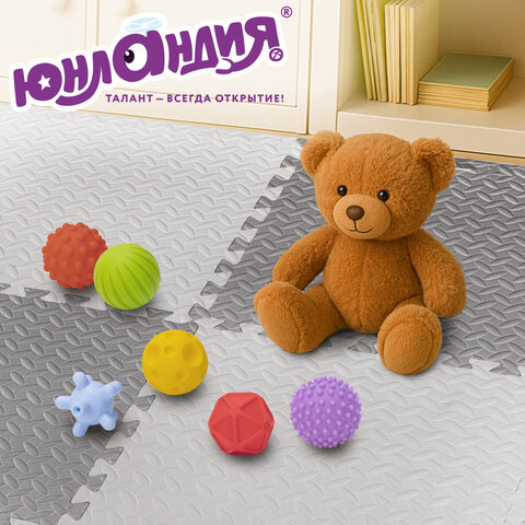 Коврик-пазл напольный 1.5×1 м, 6 шт., 50×50 см, толщина 1 см, серый, светло-серый, ЮНЛАНДИЯ