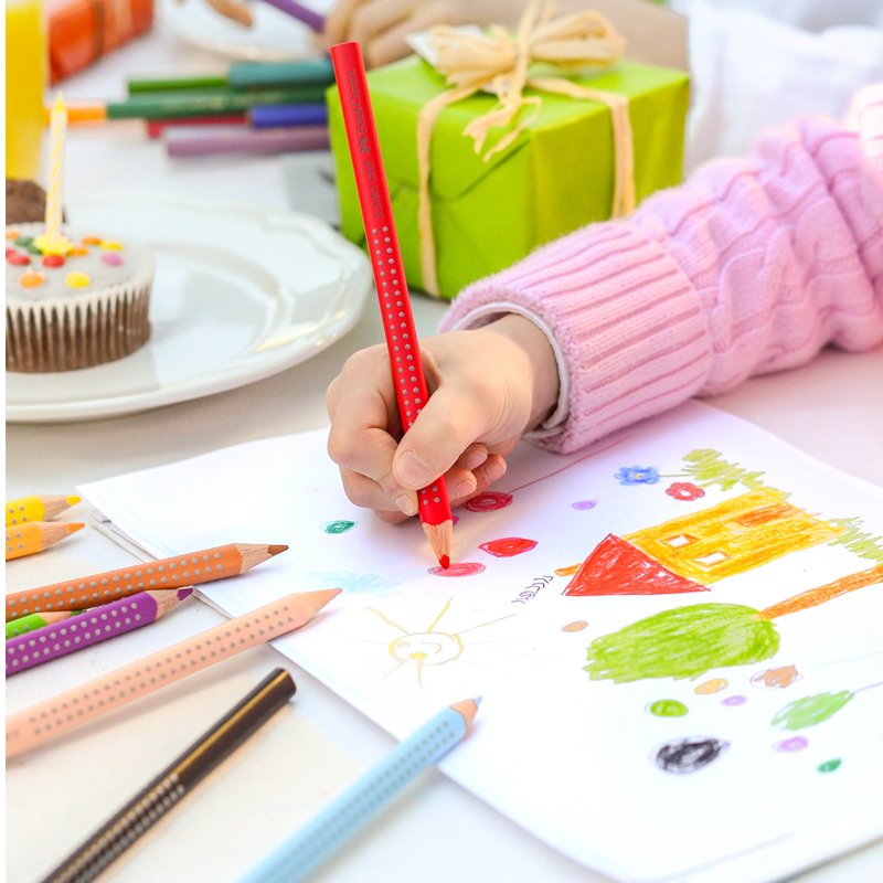 Карандаши цветные Faber-Castell «Jumbo Grip», 12цв., трехгран., утолщен., заточен., картон, европодв