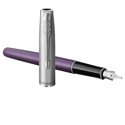 Ручка перьевая Parker «Sonnet Sand Blasted Metal&Violet Lacquer» черная, 0.8мм, подарочная упаковка