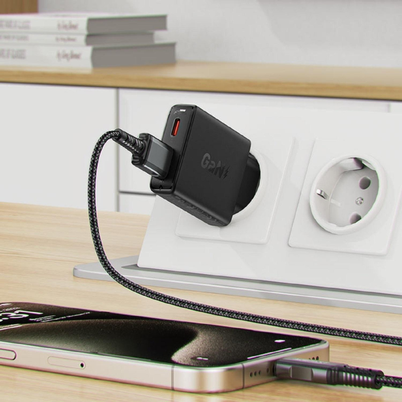 Зарядное устройство ACEFAST A69 PD30W GaN (USB-A+USB-C), сетевое, черный