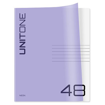 Тетрадь 48л. клетка BG «UniTone. Neon», пластиковая обложка, неон сиреневый