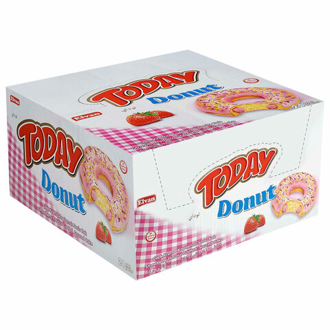 Кекс TODAY «Donut», со вкусом клубники, ТУРЦИЯ, 24 штуки по 40 г в шоу-боксе