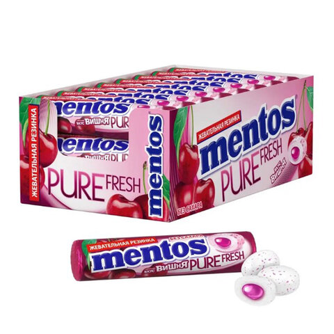 превью Жевательная резинка MENTOS (Ментос) Pure Fresh «Ролл Вишня»15.5 г