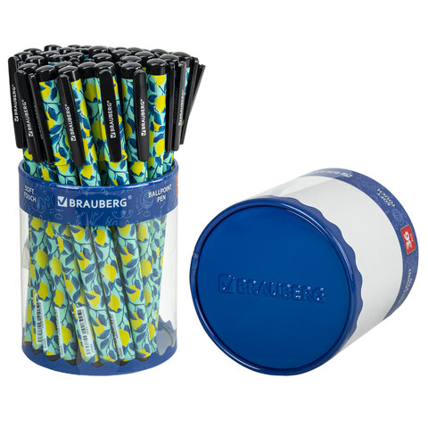 Ручка шариковая BRAUBERG SOFT TOUCH GRIP «CITRUS», СИНЯЯ, мягкое покрытие, узел 0.7 мм