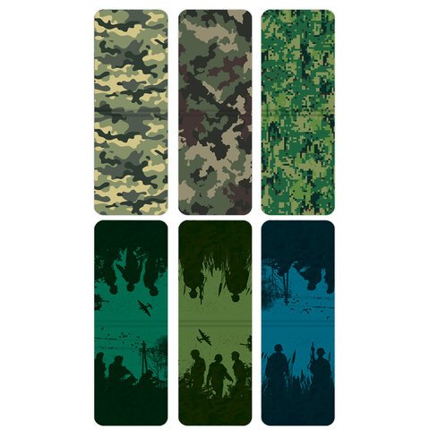 Закладки для книг МАГНИТНЫЕ, «MILITARY», набор 6 шт., 35×25 мм, BRAUBERG