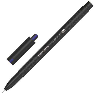 Ручка шариковая масляная BRAUBERG «BLACK PEN», СИНЯЯ, игольчатый узел 0.7 мм, линия письма 0.35 мм