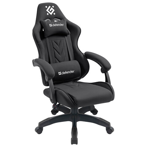 Кресло компьютерное DEFENDER Breeze, 2 подушки, ткань, черное, ш/к 25749