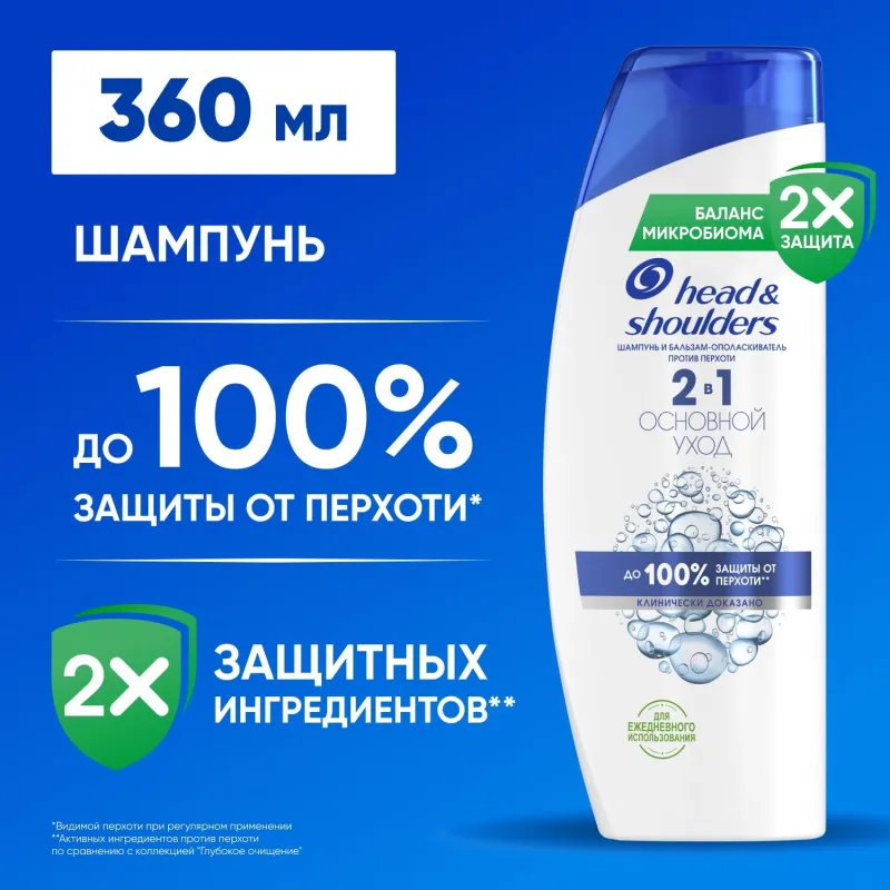 Шампунь-бальзам Head&Shoulders от перхоти и бальзам Основной уход2в1 360мл