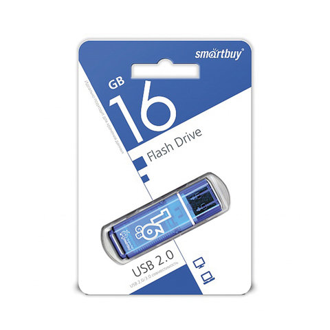 Флеш-память SmartBuy Glossy series 16GbUSB 2.0 голубая