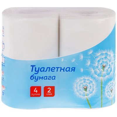 Бумага туалетная OfficeClean, 2-слойная, 4шт., 37.5м/рул., тиснение, белая