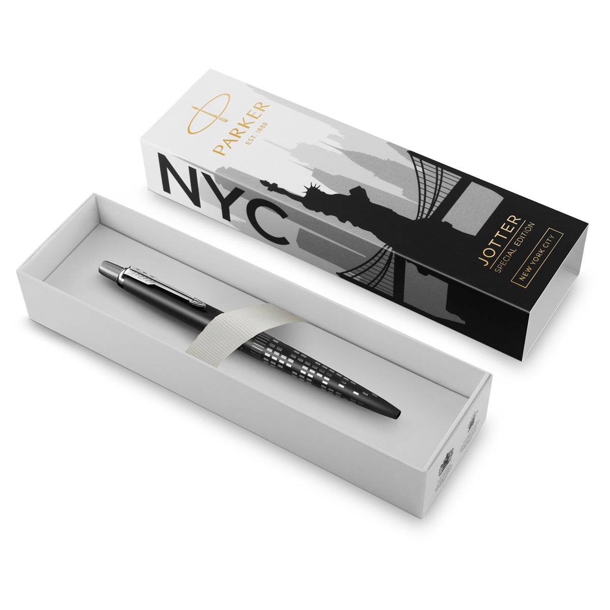 Ручка шариковая Parker «Jotter New York Black CT» синяя, 1.0мм, кнопочн., подарочная упаковка