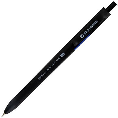Ручка шариковая масляная автоматическая BRAUBERG «Extra Glide RT SOFT BLK», СИНЯЯ, игольчатый наконечник 0.7 мм, линия 0.5 мм
