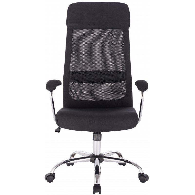 Кресло для руководителя Easy Chair 591 TC черное (сетка/ткань/хромированный металл)