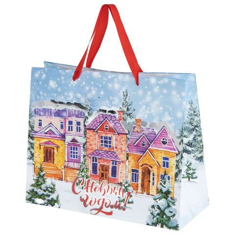 Пакет подарочный НАБОР 4 шт., новогодний, 26×13х32 см, «Winter Wonderland», фольга, ЗОЛОТАЯ СКАЗКА
