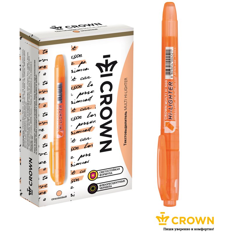 Текстовыделитель Crown «Multi Hi-Lighter» оранжевый, 1-4мм