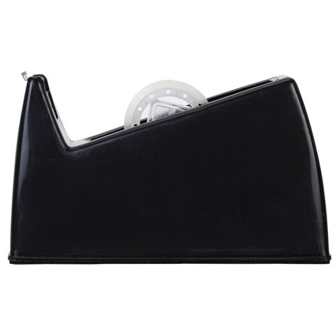 Диспенсер для клейкой ленты шириной до 26 мм, ЧЕРНЫЙ (лента в подарок! ), утяжеленный большой, BRAUBERG