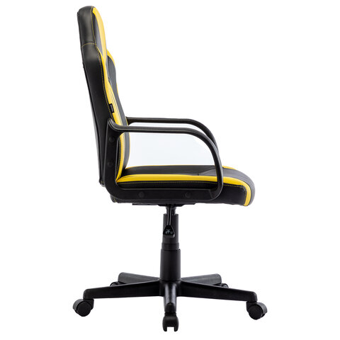 Кресло компьютерное BRABIX «Stripe GM-202», экокожа, черное/желтое
