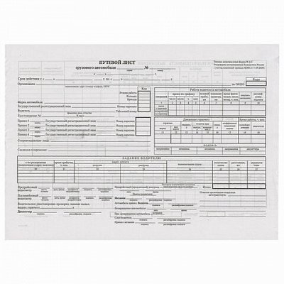 Бланк бухгалтерский, офсет, BRAUBERG «Путевой лист грузового автомобиля», без талона, А4