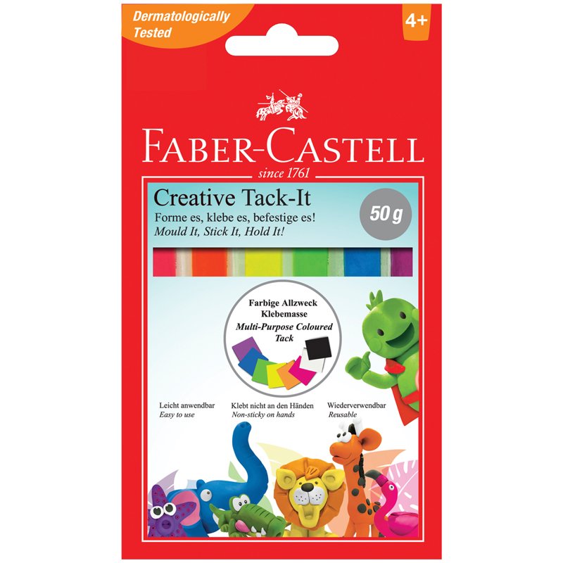 превью Масса для приклеивания Faber-Castell «Tack-It Creative», 50г., цветная, картон. уп., европодвес