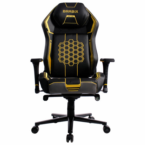 Кресло BRABIX PREMIUM «Tanos GM-180», мультиблок, 4D подлокотники, литой поролон, черное/желтое