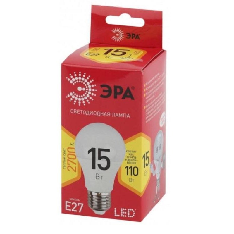 превью Лампа светодиодная ЭРА LED 15 Вт E27 грушевидная 2700 К теплый белый свет