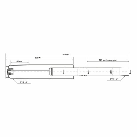 Газлифт B-140 стандартный, ХРОМ, длина в открытом виде 413 мм, d 50 мм, класс 2, WBZ