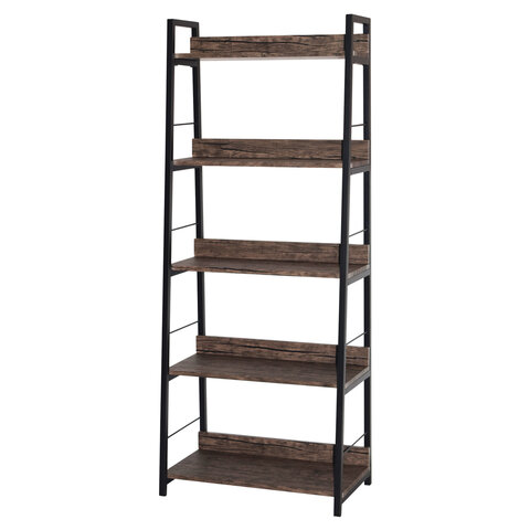 Стеллаж на металлокаркасе BRABIX «LOFT SH-003»600×350х1500 мм5 полокцвет морёный дуб641234