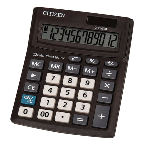 Калькулятор настольный CITIZEN BUSINESS LINE CMB1201BK, МАЛЫЙ (136×100 мм), 12 разрядов, двойное питание