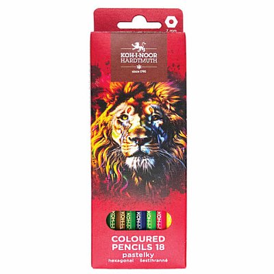 Карандаши цветные KOH-I-NOOR «RED LION» 18 цветов, шестигранные, 2.8 мм, натуральное дерево, 3553/18