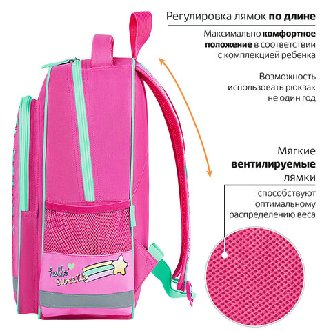 Рюкзак ПИФАГОР SCHOOL, 1 отделение, 3 кармана, «Sweet mood», 38×28×14 см