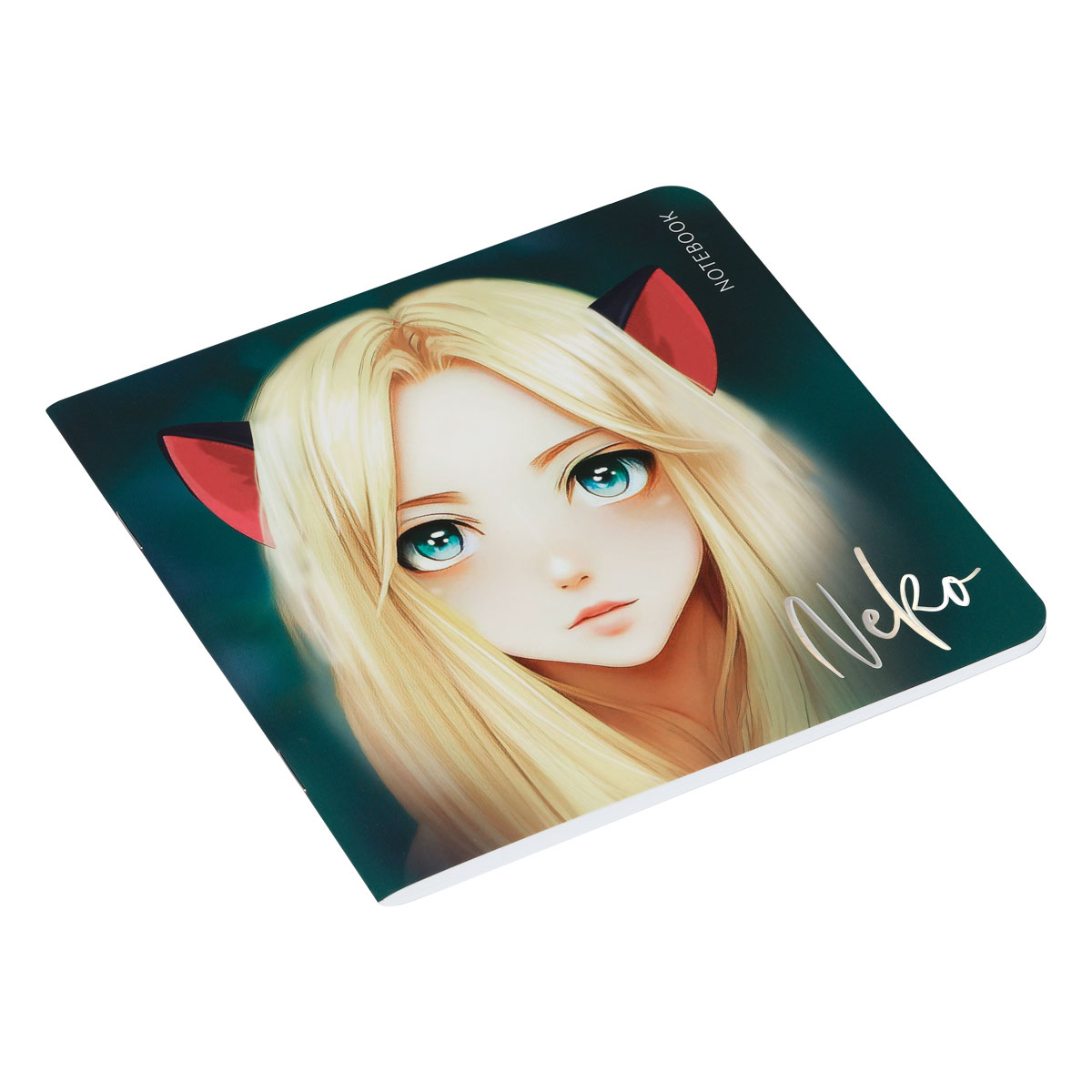 Записная книжка 170×170 мм 40л. на скрепке MESHU «Neko», soft-touch ламинация, тиснение фольгой, блок без линовки, 80г/м2