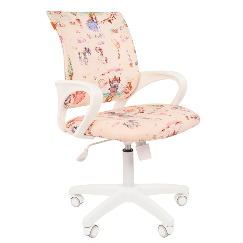 превью Кресло детское Chairman Kids 103, PL белый, ткань велюр, принцесса, механизм качания спинки