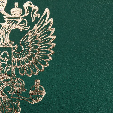 Папка адресная бумвинил с гербом России, формат А4, зеленая, индивидуальная упаковка, STAFF