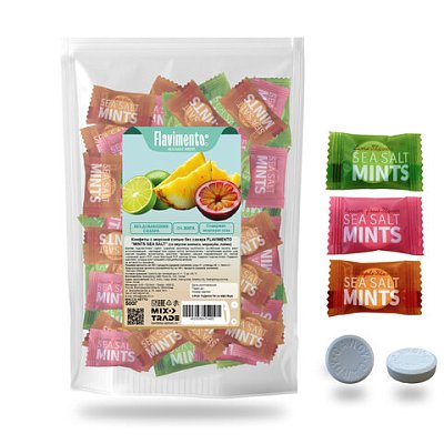 Конфеты с морской солью FLAVIMENTO «Mints sea salt» Ассорти вкусов, БЕЗ САХАРА, 500 г
