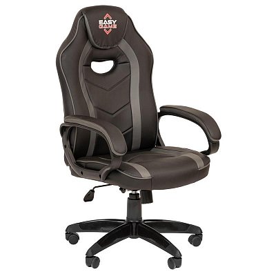 Кресло игровое Easy Chair 687 TPU серое/черное (экокожа, пластик)