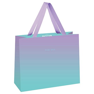 Пакет подарочный 23×18×10см MESHU «Duotone. Turquoise-Lilac gradient», отд. фольгой, матовая ламинация