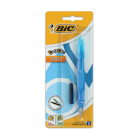Ручка перьевая BIC «EasyClic», корпус голубой, иридиевое перо, сменный картридж, блистер
